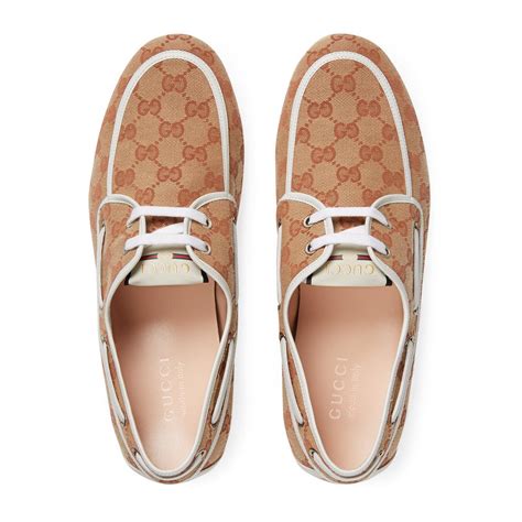 gucci boat shoes white|gucci canvas boat shoes.